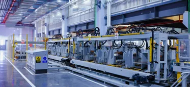 A large machine on a factory production floor