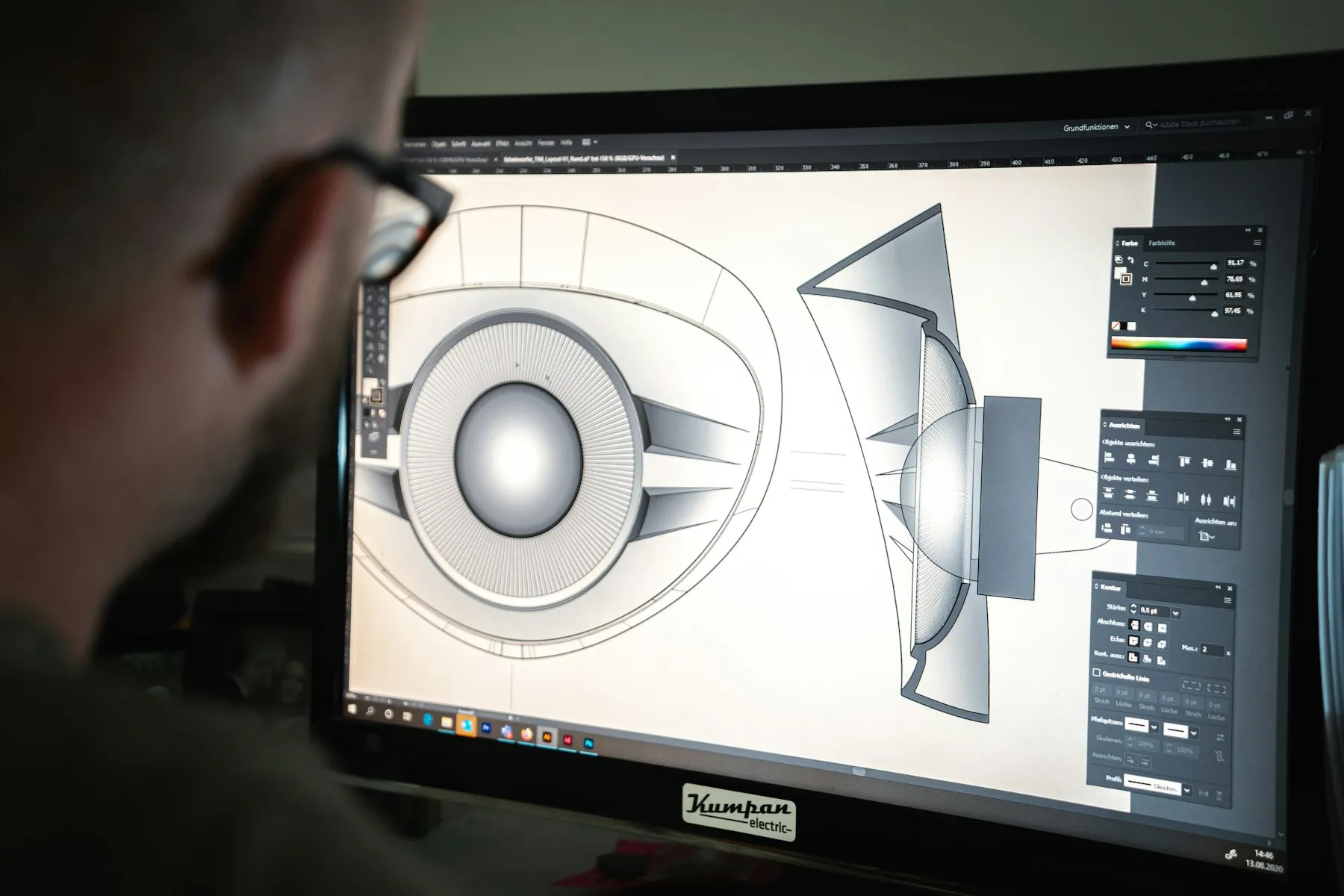 A 3D product design being modeled in CAD software