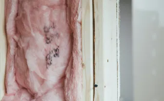 A close-up of beige insulation material