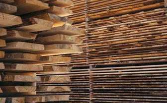 A stacked pile of sawn lumber